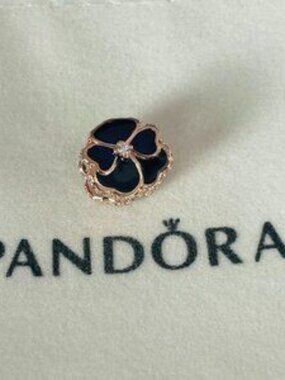 Pandora Rose Purple Pansy Charm Rose Gold-Plated